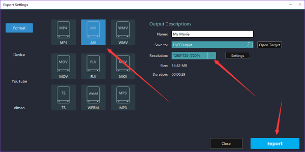 windows movie maker export video